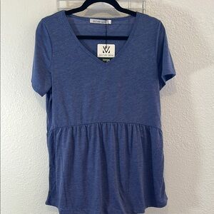 Michelle Mae Blue Peplum Short Sleeve T-Shirt